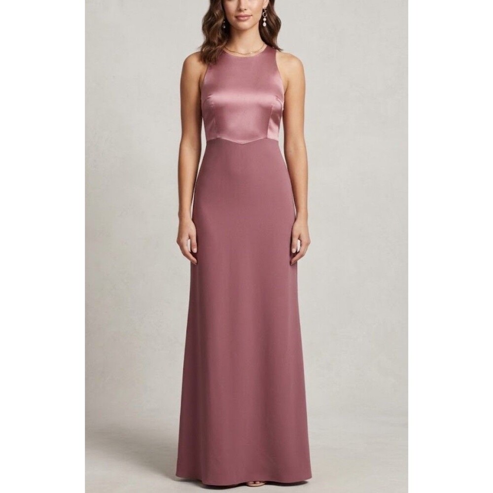 Vintage Two Toned Maxi Dress Gown Formal Mulberry Mauve Satin Small USA Union